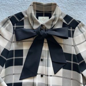 KATE SPADE NEW YORK Woodland Plaid Tie-neck Dress Size 2